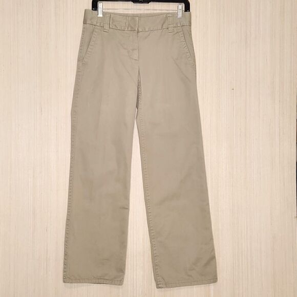 J. Crew Classic Twill Chino Pant Flannel Lined Favorite Fit Khaki/Ivory Size 4P - Picture 1 of 11